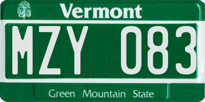 VT license plate MZY083