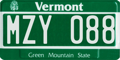VT license plate MZY088