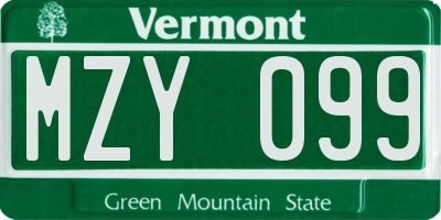 VT license plate MZY099