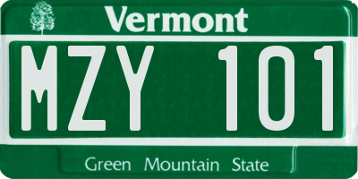 VT license plate MZY101
