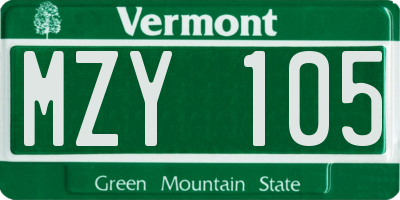 VT license plate MZY105