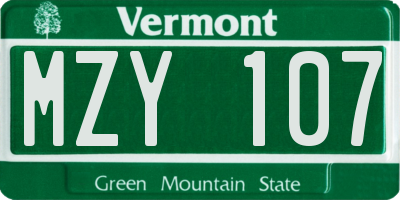 VT license plate MZY107