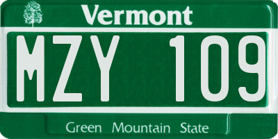 VT license plate MZY109