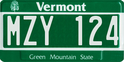 VT license plate MZY124