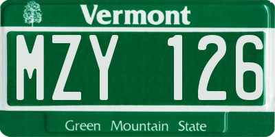 VT license plate MZY126