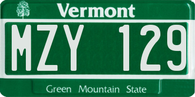 VT license plate MZY129