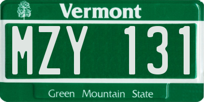 VT license plate MZY131