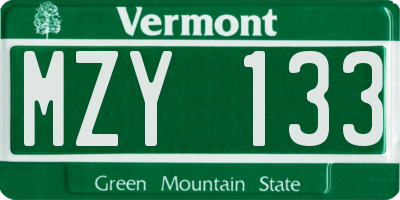 VT license plate MZY133
