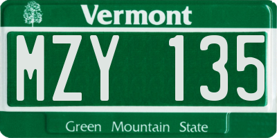 VT license plate MZY135