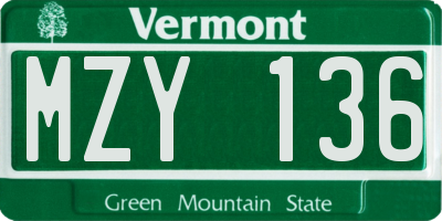 VT license plate MZY136