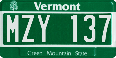 VT license plate MZY137