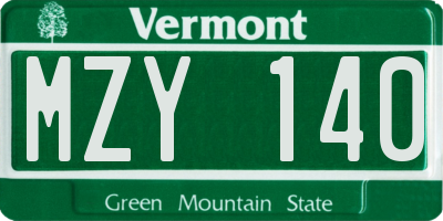 VT license plate MZY140