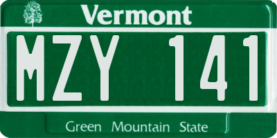 VT license plate MZY141