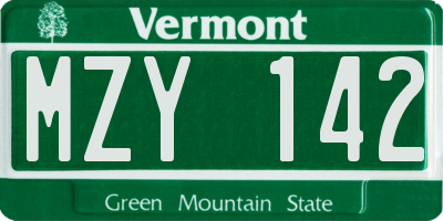 VT license plate MZY142