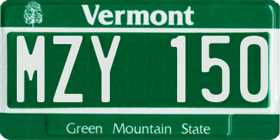 VT license plate MZY150