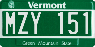 VT license plate MZY151