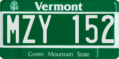 VT license plate MZY152