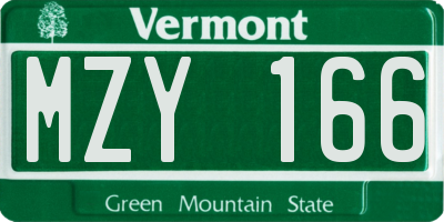 VT license plate MZY166