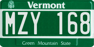 VT license plate MZY168