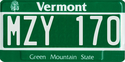 VT license plate MZY170