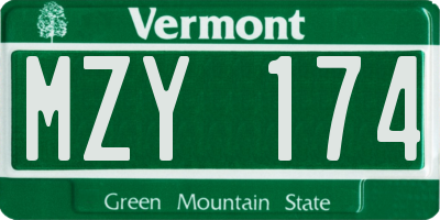 VT license plate MZY174