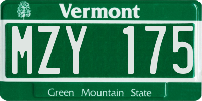 VT license plate MZY175