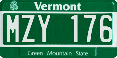VT license plate MZY176