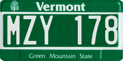 VT license plate MZY178