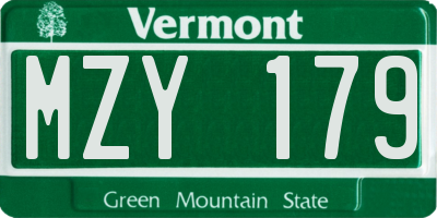 VT license plate MZY179