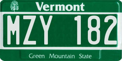 VT license plate MZY182