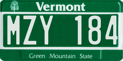 VT license plate MZY184