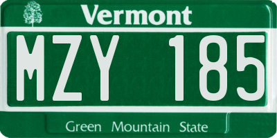 VT license plate MZY185