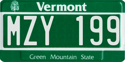 VT license plate MZY199