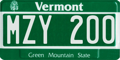 VT license plate MZY200