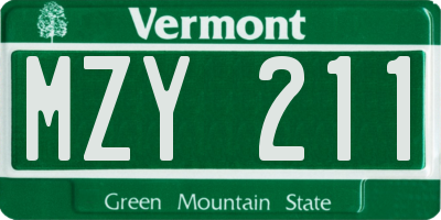 VT license plate MZY211