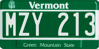 VT license plate MZY213