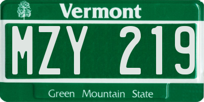 VT license plate MZY219