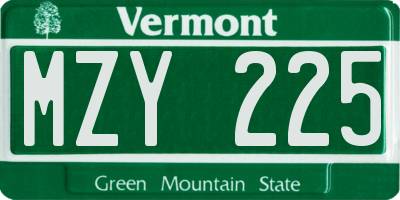 VT license plate MZY225
