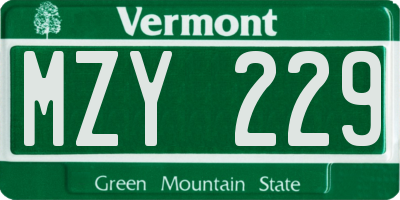 VT license plate MZY229