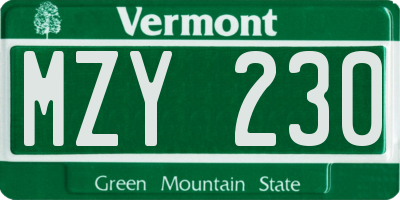 VT license plate MZY230