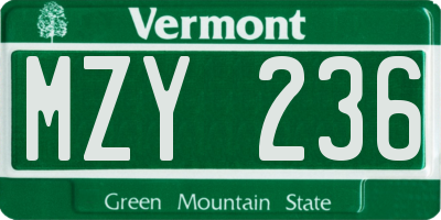 VT license plate MZY236