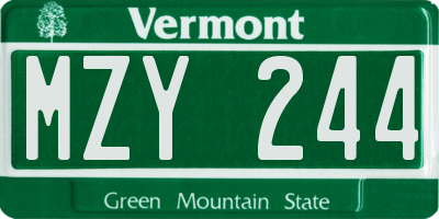 VT license plate MZY244