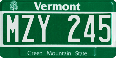 VT license plate MZY245
