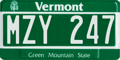VT license plate MZY247