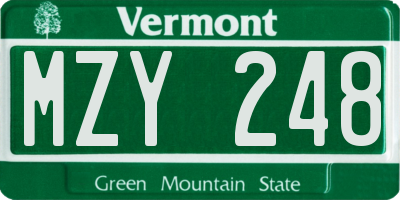 VT license plate MZY248