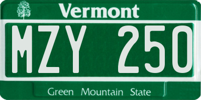 VT license plate MZY250