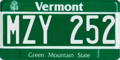 VT license plate MZY252