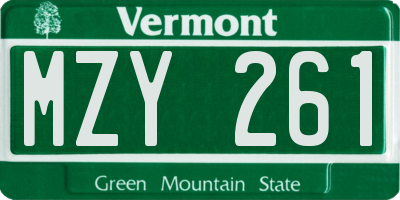 VT license plate MZY261