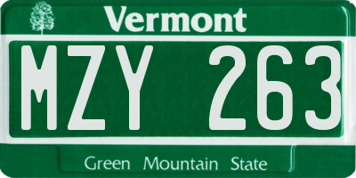 VT license plate MZY263