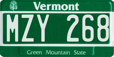 VT license plate MZY268